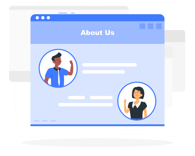 an about us page featuring two employees